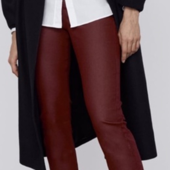 Zara Coated Pants - Burgundy Size 4 - Picture 2 of 2